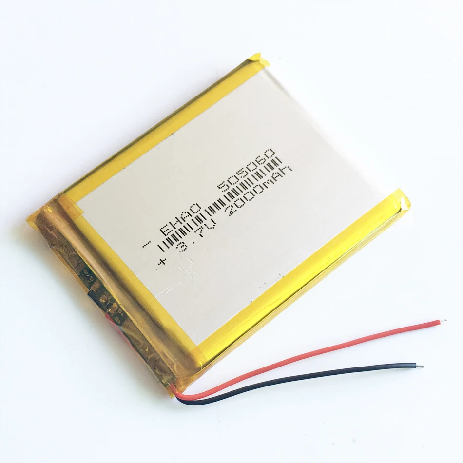 Akumulator Lipo 3,7 V 2000 mAh 505060   + Wtyczka JST 2Pin do komórek GPS Do gier wideo PSP Głośnik GPS Power Bank GPS