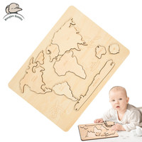 Baby Wooden World Map Toy Montessori Shape Cognition Puzzle Toy for Kids Pacific Plate Learning Country Location Education Game