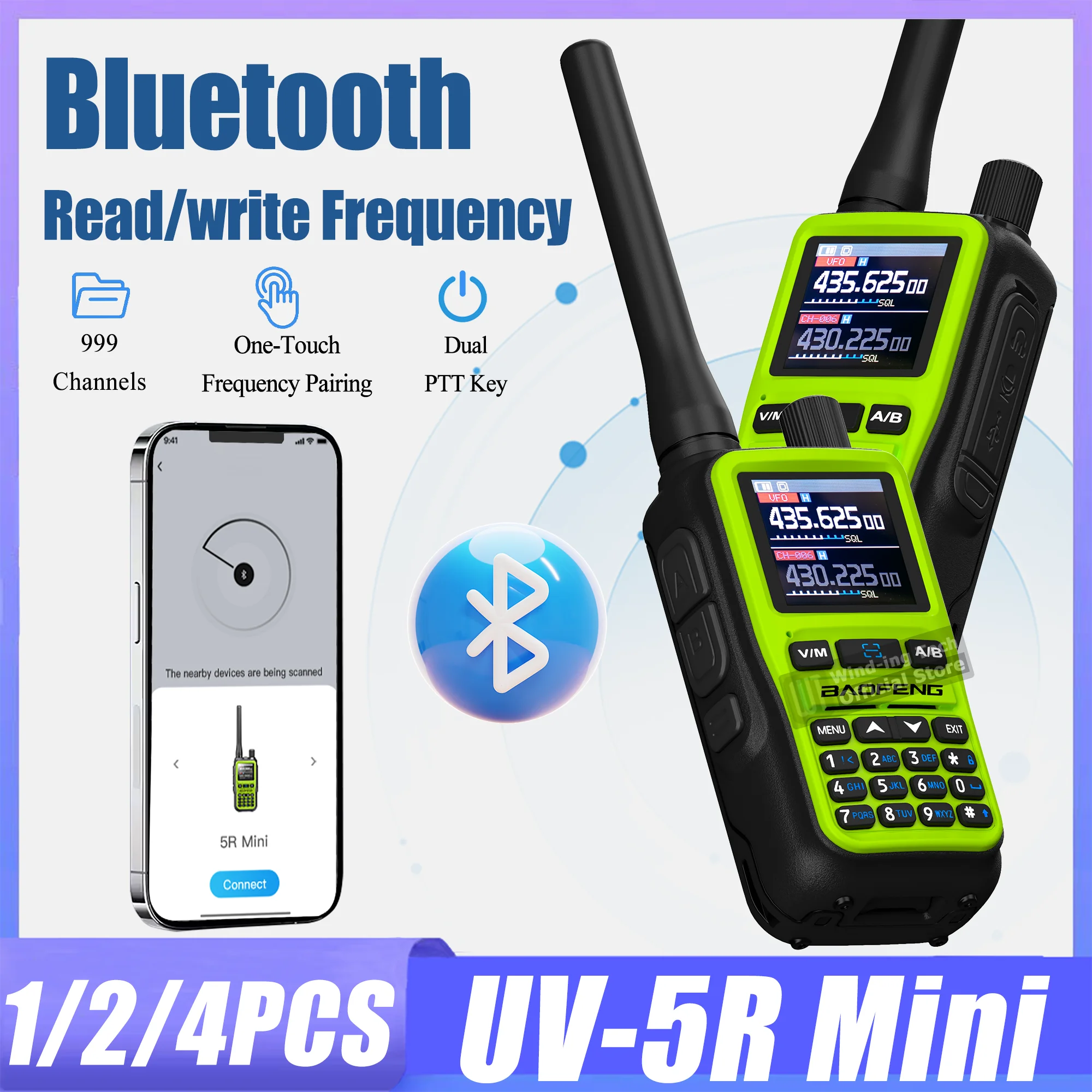 マルチパック-5r-ミニ-baofeng-ラジオ高容量デュアルバンド-type-c-充電-bluetooth-app-プログラムトランシーバーギフト子供のため