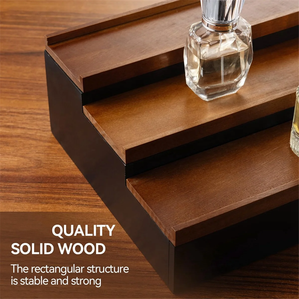 ABLK Wooden Cologne Display Stand Organizer for Men,3 Tier Cologne Display with Drawer Storage, Perfume Display Rack