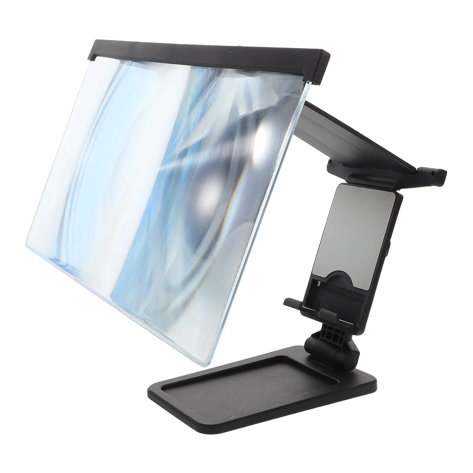 Loupe d'écran pour téléphone 12 pouces, support de téléphone portable pliable noir, amplificateur d'écran de protection oculaire pour jeux vidéo et films
