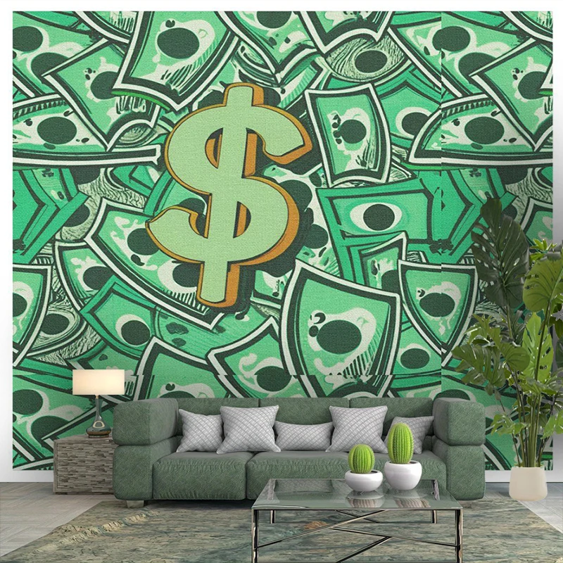 1PC Dollar Bill Pattern Art Print Backdrop Banner, Bedroom Living Room Photo Background, Polyester, Home Decor, Wall Art