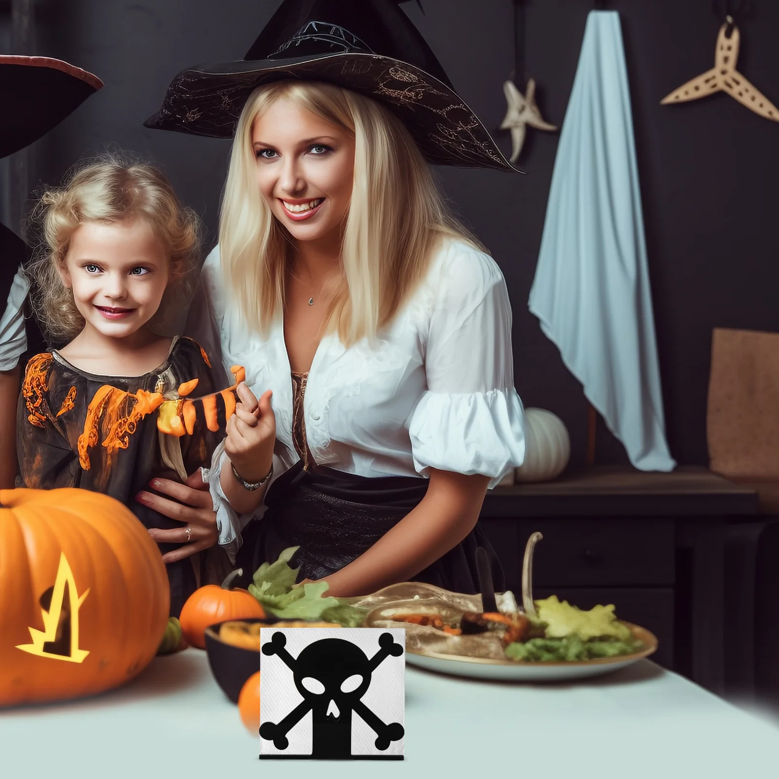 

Skull Napkin Holder Acrylic Halloween Decorative Paper Tissue Stand Tabletop Napkin Organizer Halloween Tissue Holder