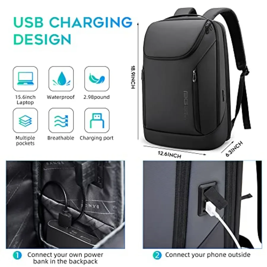 Business Smart Backpack Waterproof fit 15.6 Inch Laptop Backpack with USB Charging Port, Travel Durable Backpack view 5