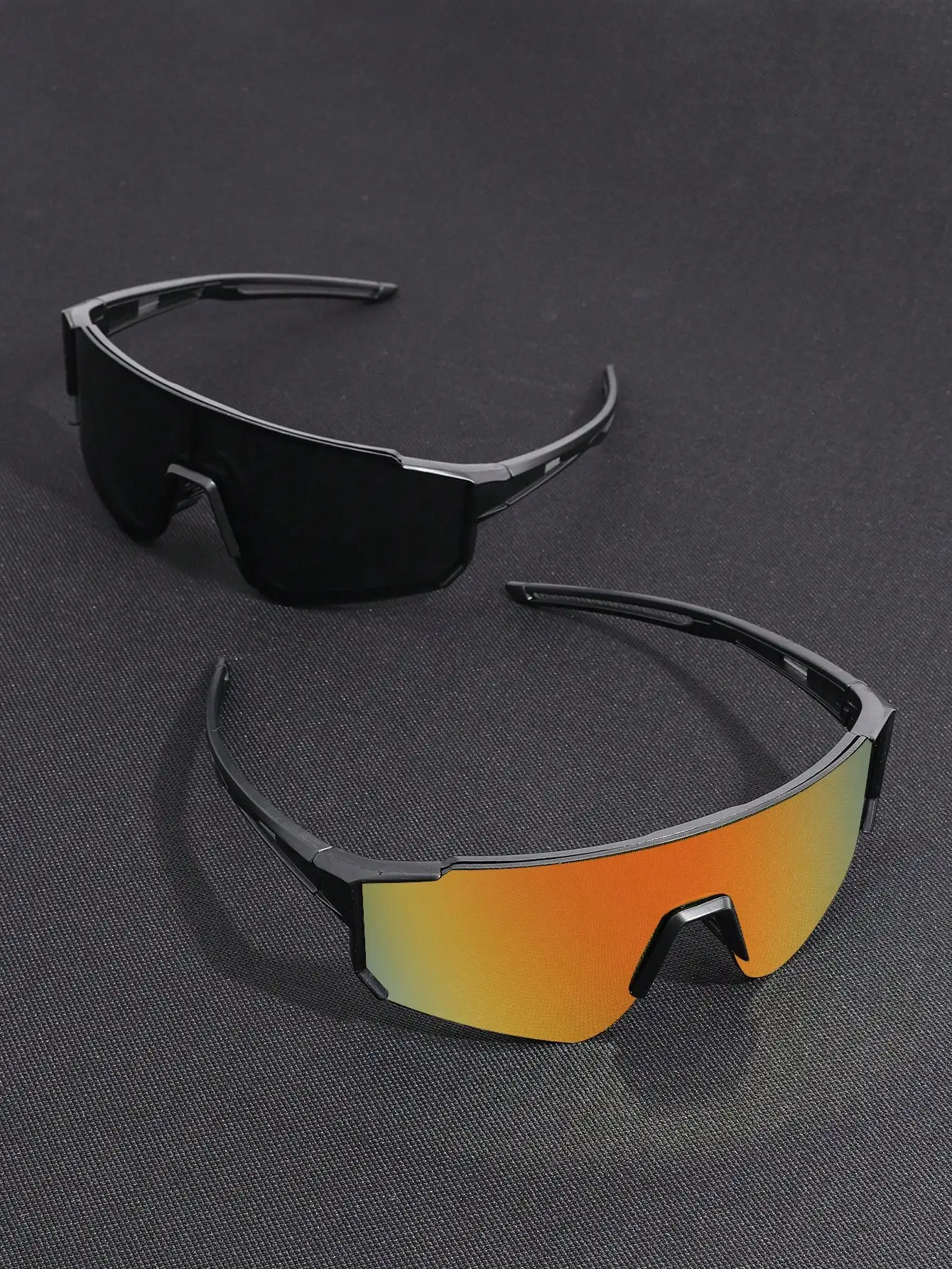 2PCS Unisex Wrap-Around Mirrored Reflective Eye Protection Classic Sports Glasses For Outdoor Riding Camping Skiing Accessories