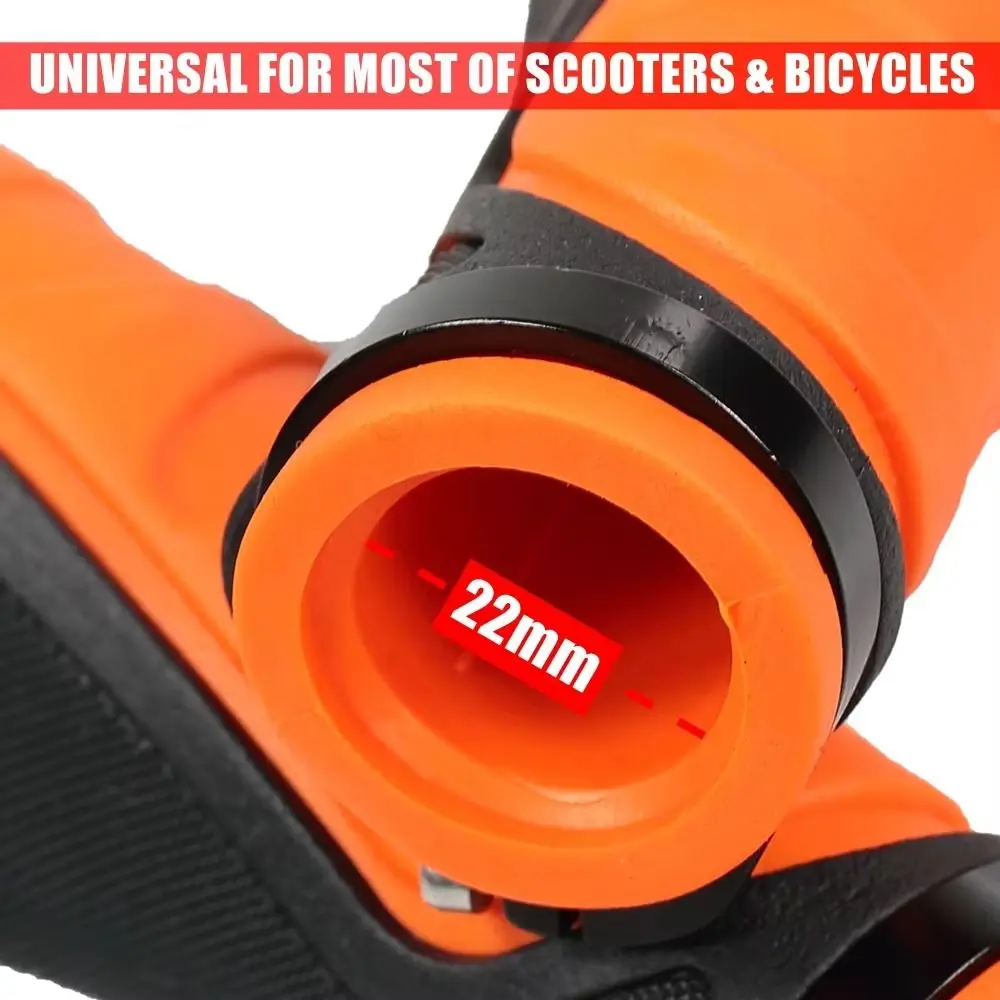 

Anti Slip Cycling Handle Grips Orange Black Lock Design Bicycle Handlebar Shockproof Comfortable Electric Scooter Handlebar