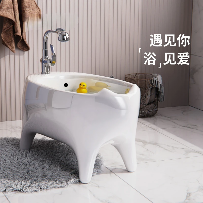 Yilai Bathroom Baby Bathtub Bathtub Pet Mini Bath Bucket Pool Teddy Dog Cat Bath Ceramic Basin