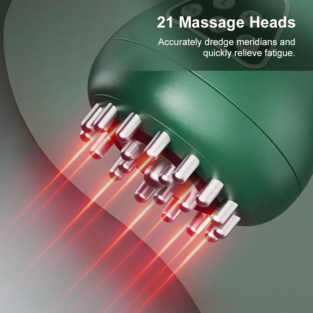Electric Handheld Abdominal Massager with Adjustable Guasha Cupping Intensity Vibration Muscle Stimulator Arm Leg Massage Tools