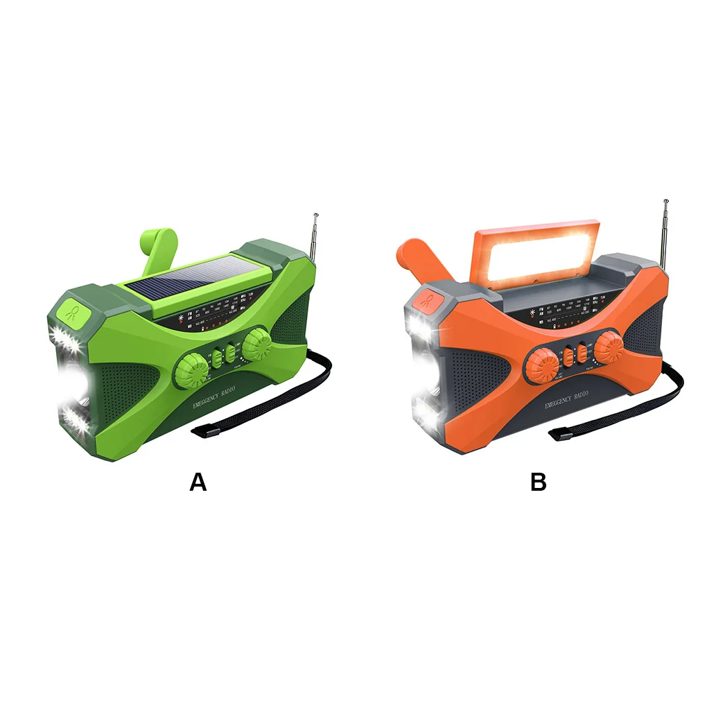 Hand Crank Radio Emergency Solar Type-C Phone Charger Hiking Aid Multifunctional Climbing Flashlight Light  Green