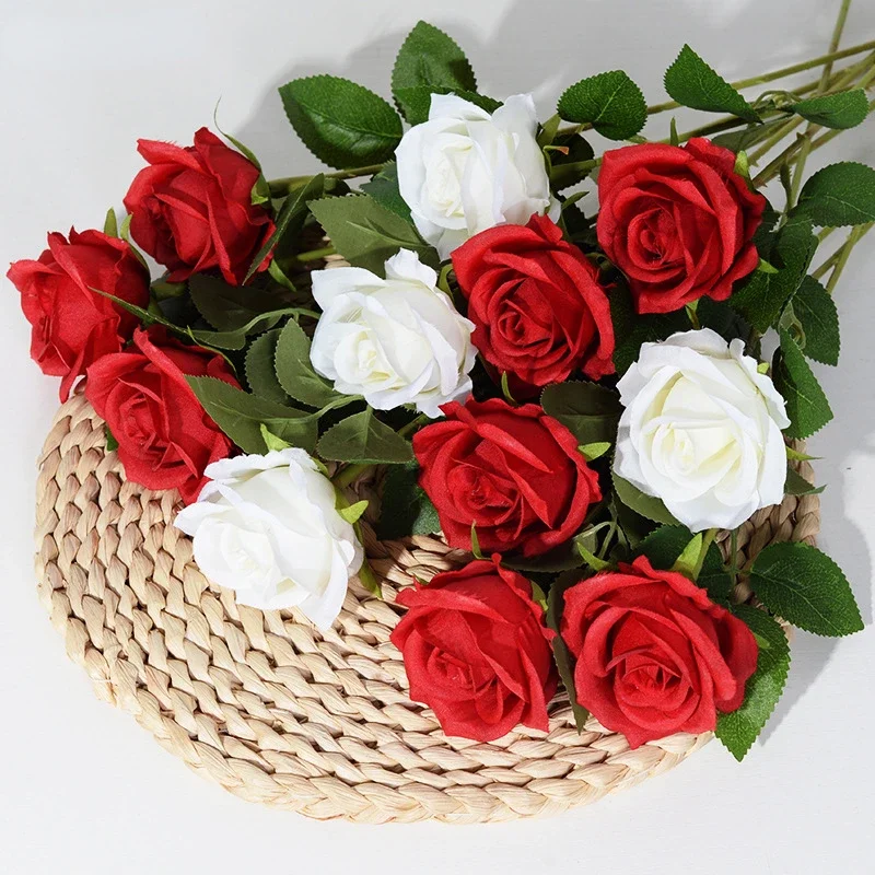 3/5/10/20pcs Roses Artificial Flowers Rose Flower Branch Artificial Red Roses Realistic Fake Rose for Wedding Home Decor