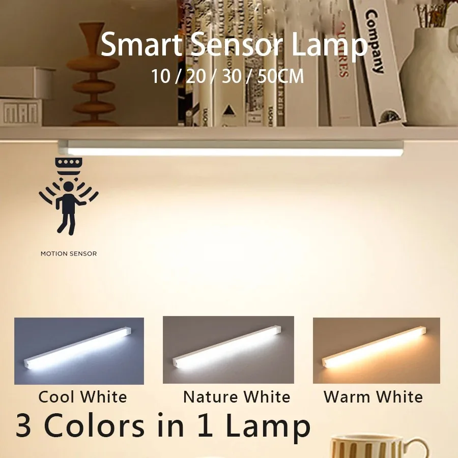 USB نوع C قابلة للشحن محس حركة عمود إضاءة LED ضوء التعريفي ضوء الليل المحمولة للمطبخ السرير خزانة خزانة الممر #2