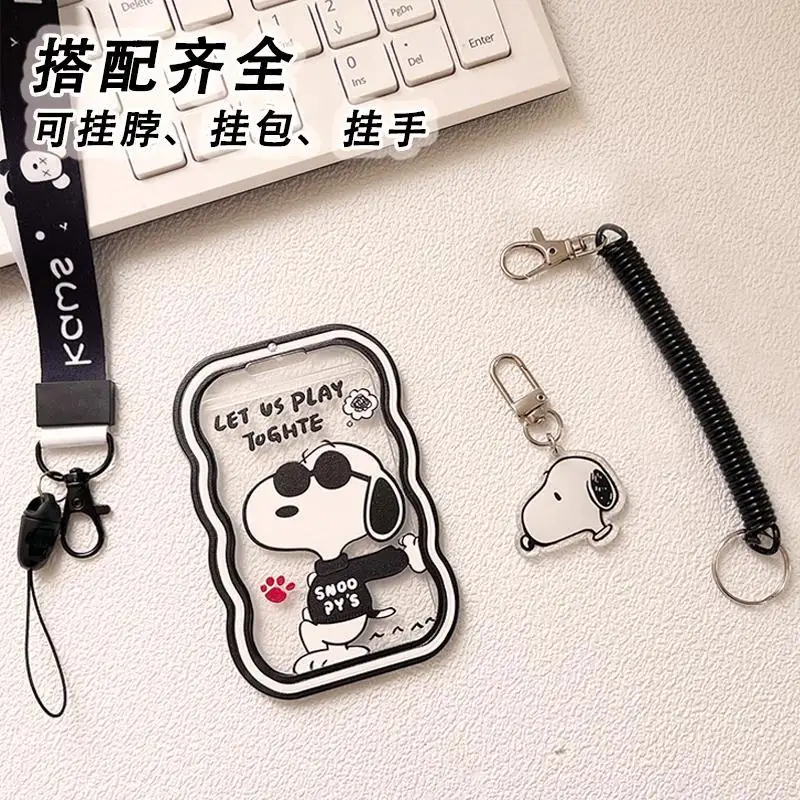 Snoopy Cartoon Transparent Campus Anti-Lost Card Cover ID Card Protector Keychain Student School Bag Pendant Gift Wholesale