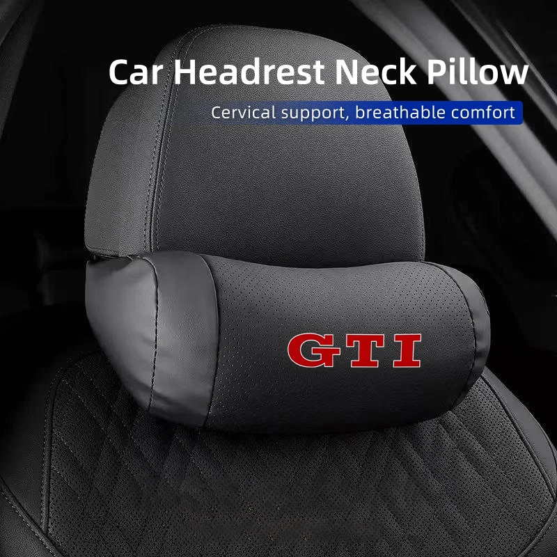 

Car Seat Headrest Leather Head Support Protector Cushion For VW GTI Golf Polo Passat Scirocco Tiguan Jetta T-ROC Touareg Touran