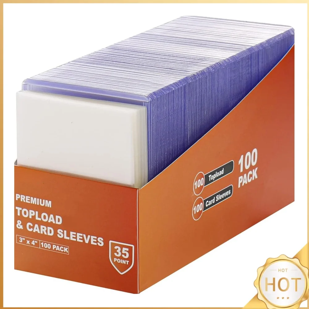 100 Pcs 3 X 4 Inch Hard Plastic Toploaders for Cards Trading Cards Holder Ablum Photocard Holder for Football Sports Cards