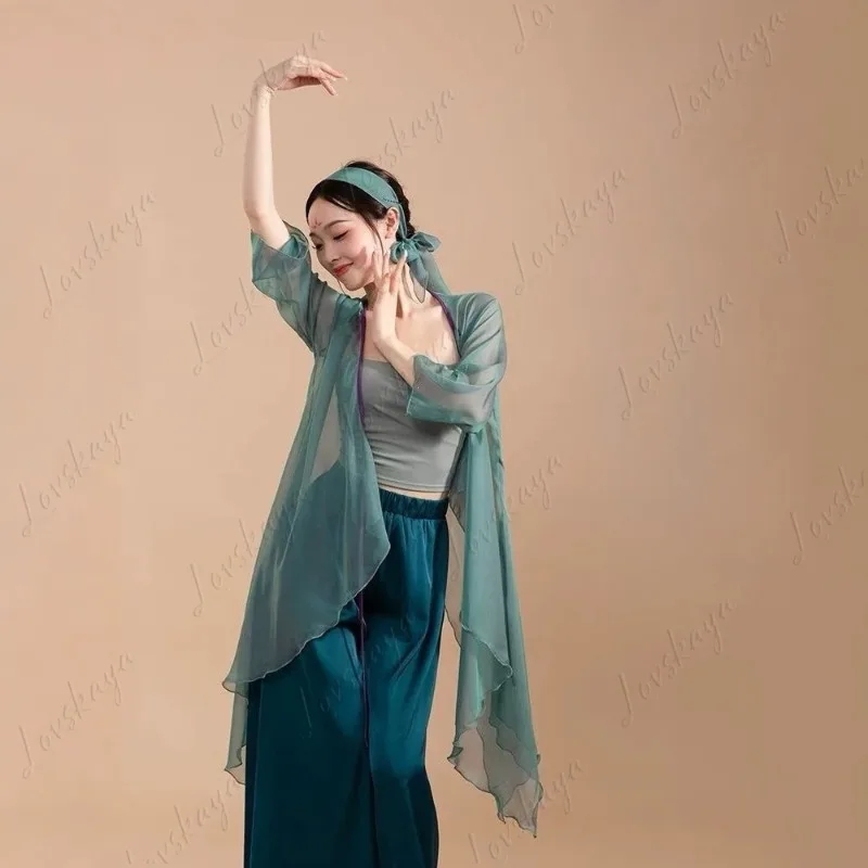 

Classical Dance Costume Cross-necked Chinese Style Dance Gauze Elegant Female Performance Costume