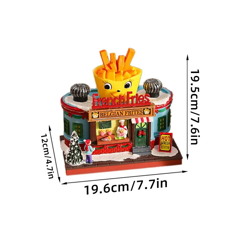 Christmas Glowing Octave Box Resin Rotating Children Music Box Xmas Luminous Hamburgers Fries Ice Cream House 2026 New Year Gift