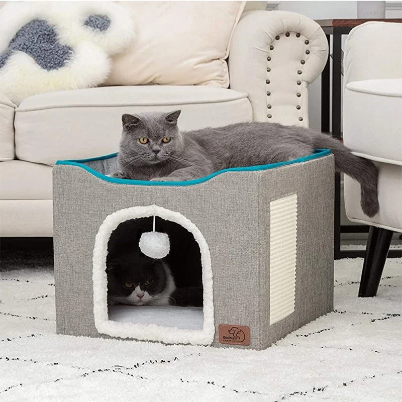 

Double Layered Design Cat Beds Indoor Washable Cat's Bed Foldable Toys Small Cat Beds Four Seasons Universal Cats Sleeping House