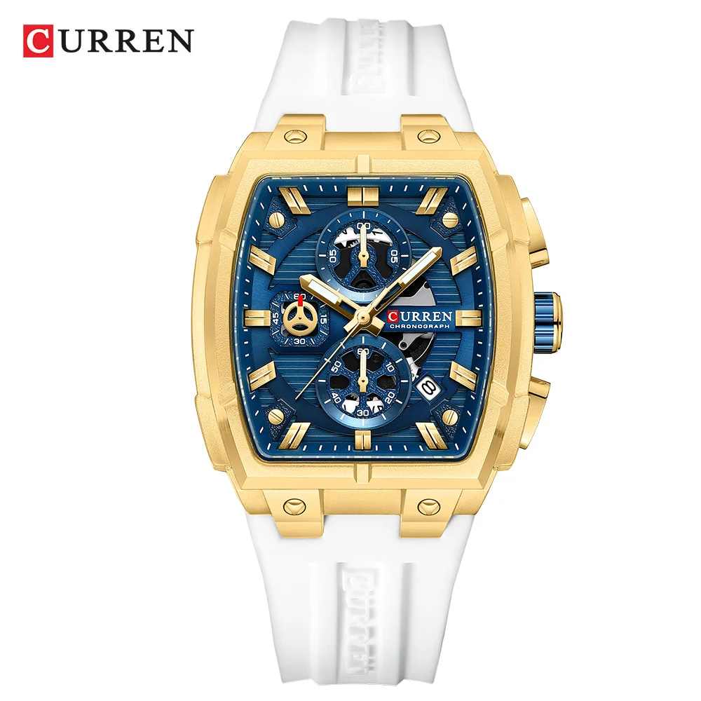 

CURREN Luxury Stylish Male Wristwatch Waterproof Chronograph Luminous Date Man Watch Rubber Quartz Sports Men's Watches Reloj