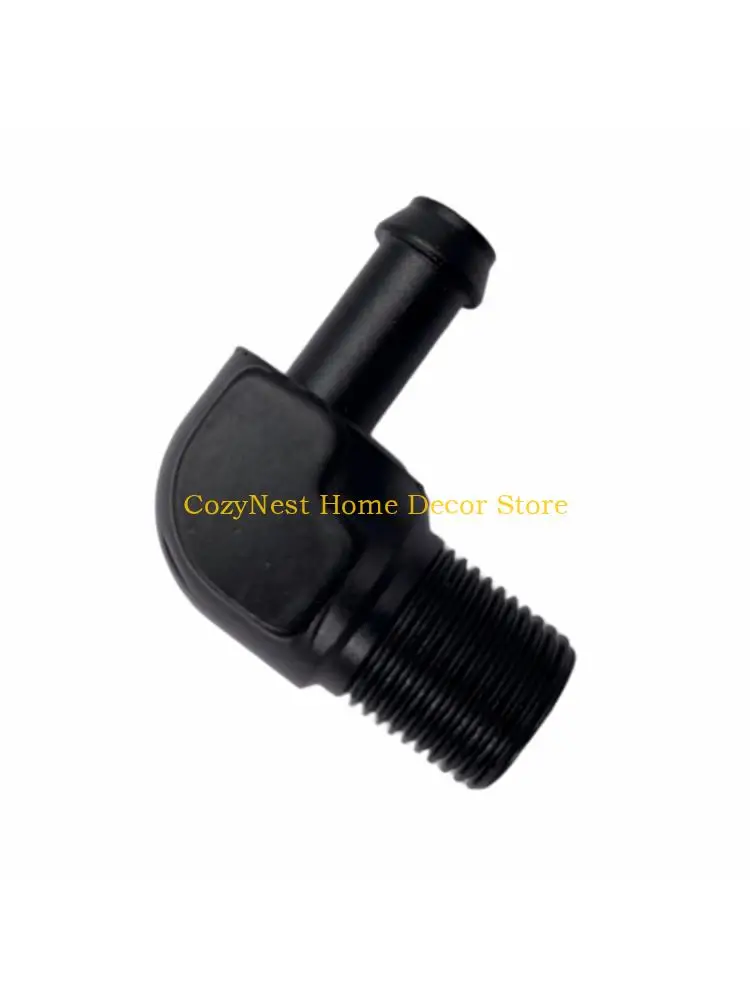 92MF Male Thread to Hose Barb Adapter Set with 90-Degree Direction Change, Black Aluminum Construction, and Full-Diameter
