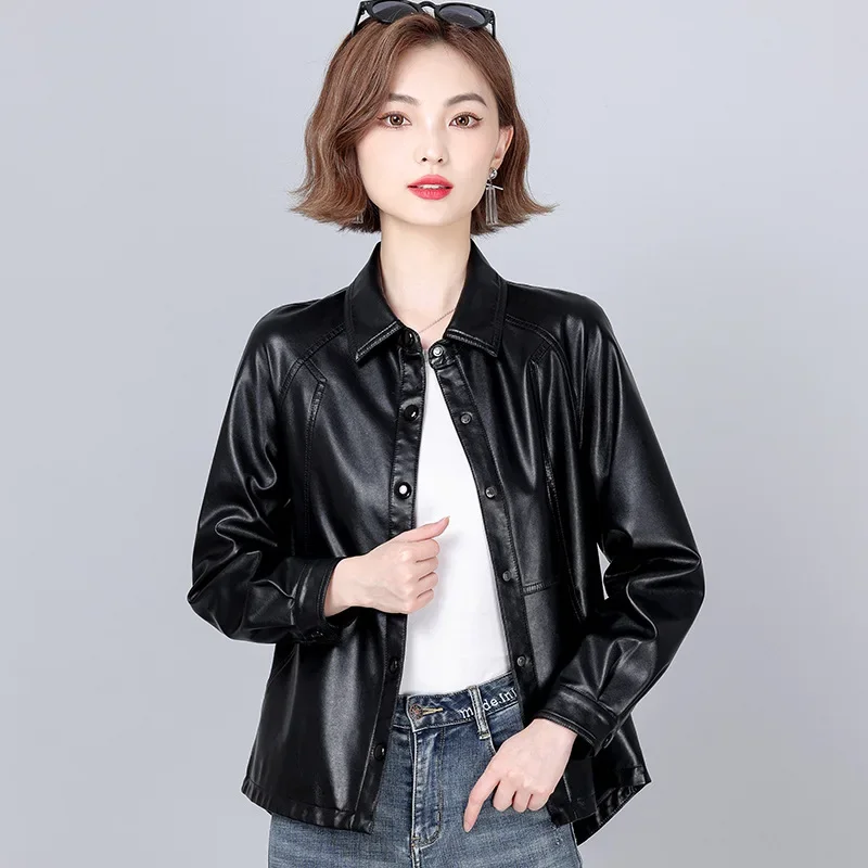 Spring Fall Leather Jacket Women Clothes Casual Women's Motocycle Jackets 2023 Elegant Short Leather Coat Korean Chaqueta Mujer