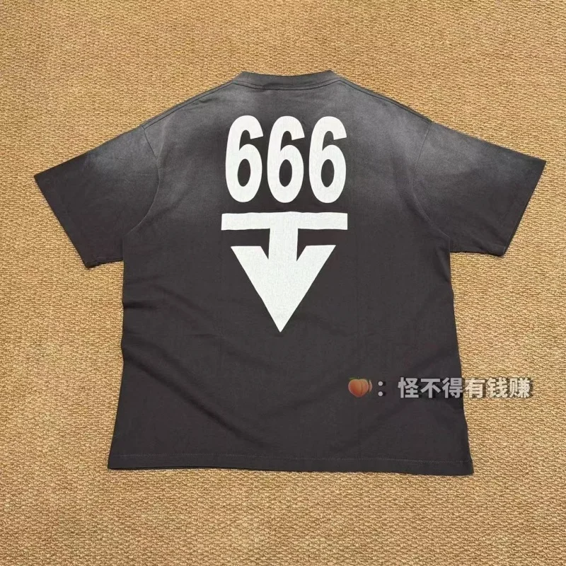 Authentic SAINT Skeleton Statue of Liberty 666 Tee Streetwear Black Distressed Round Neck Cotton Premium T-Shirt — купить у AliExpress WW