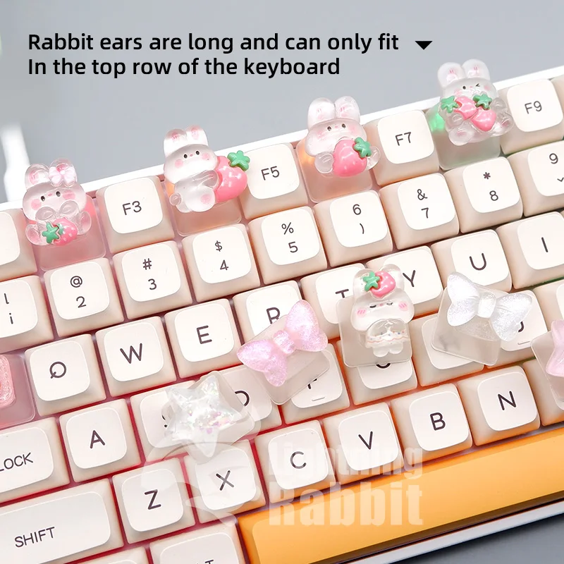 Long Eared Rabbit Personalized Keycap Mechanical Keyboard Special Transparent Cute Gift TabESC Supplementary Decoration Keycap