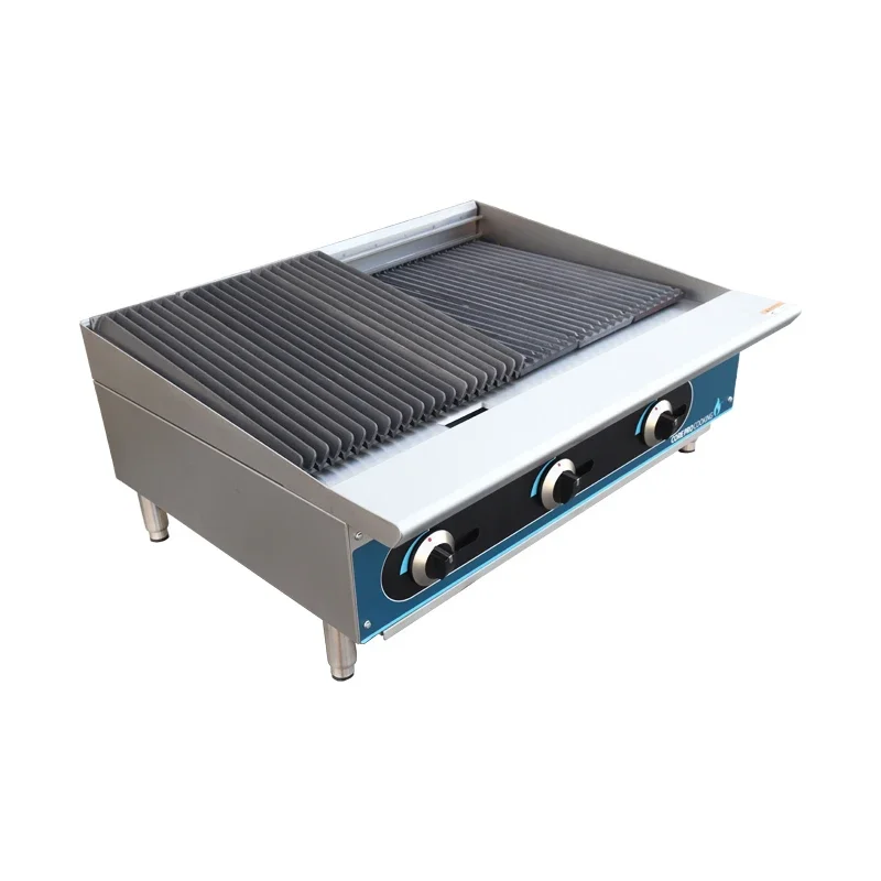 

36 Inch Commercial Grill Restaurant Counter Top Grill Stainless Steel Counter Top Lava Rock Grill