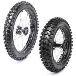 17'' inch 70/100- 17 Front Wheel RimTire+90/100-14 Wheel Rim Front RimTire + Brake Disc Rotor for Pit Dirt Bike Motocross