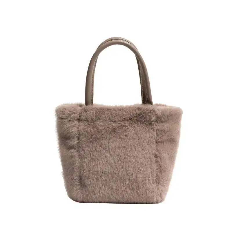 Korean Style Plush Bucket Handbag Women Marleid Large Capacity Soft Shoulder Ladies Fashion Sle Khaki High End Crossbody Bag