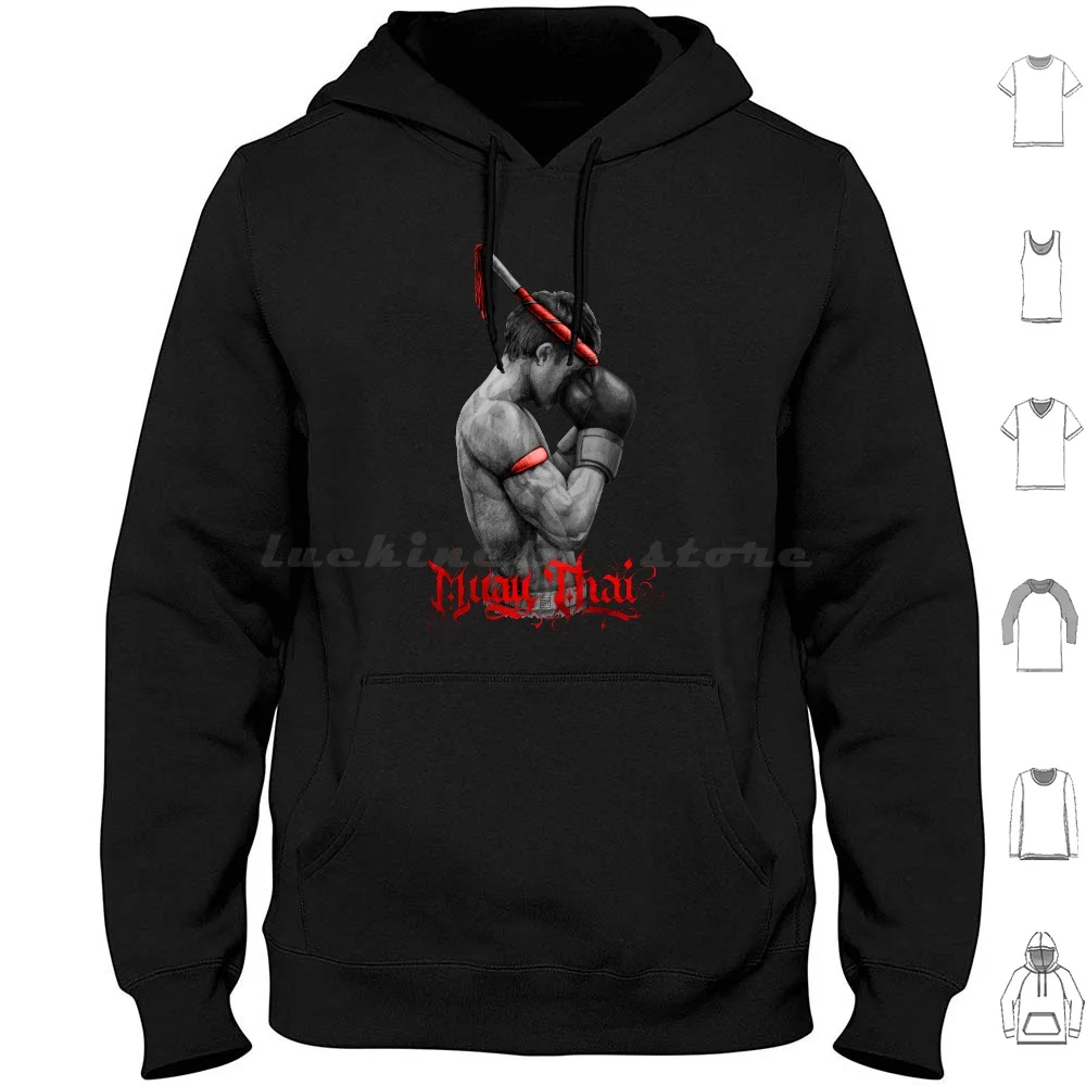 Muay Thai Boxing Fighter Hoodie cotton Long Sleeve Muay Thai Kickboxing Boxing Thailand Fighter Wai Kru Ram Muay Pray Praying