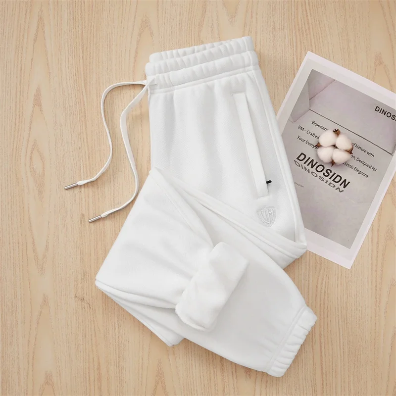 Autumn Winter Cotton Fleece Sweatpants Women's Sports Casual Pants Thicken Warm Straight Trousers Female Bundle Foot Harem Pants