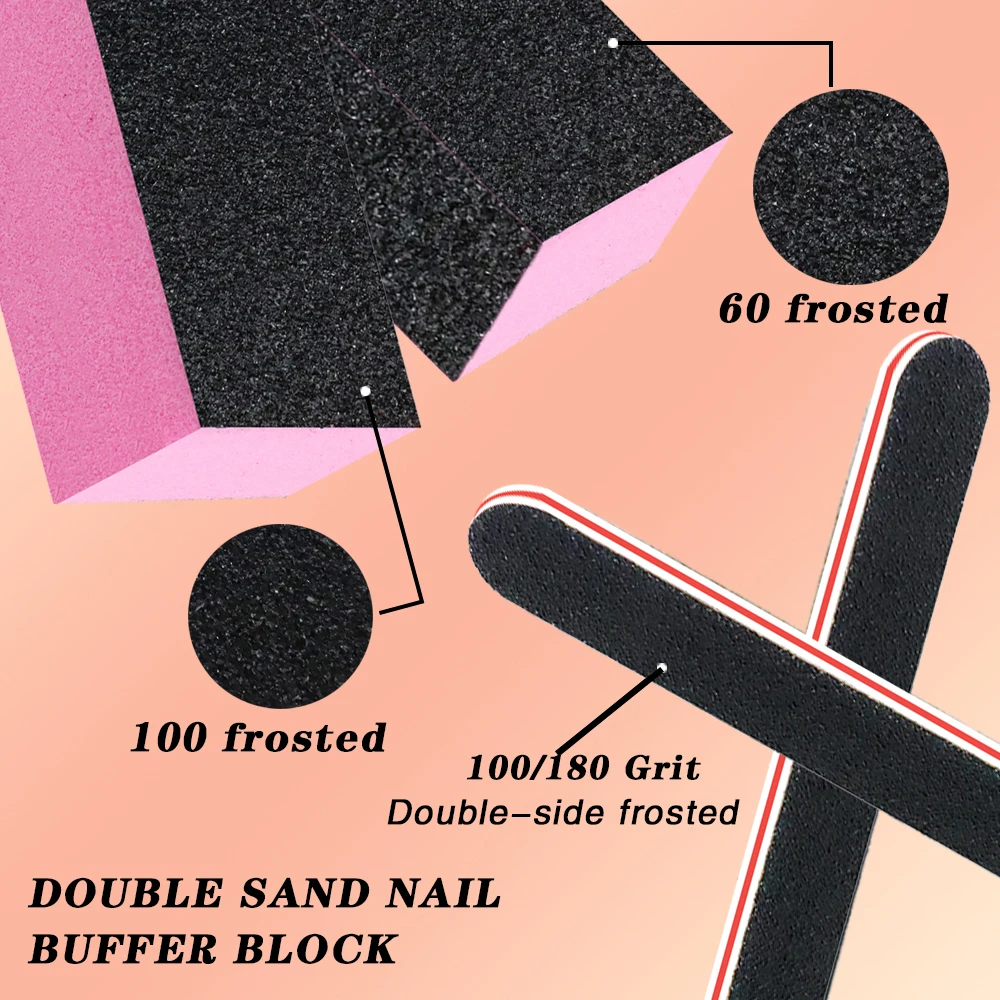 Kit de limas de uñas rosas, juego profesional de lima de pedicura de uñas negra y lijado, herramienta de manicura, 2/4/6/8 Uds.