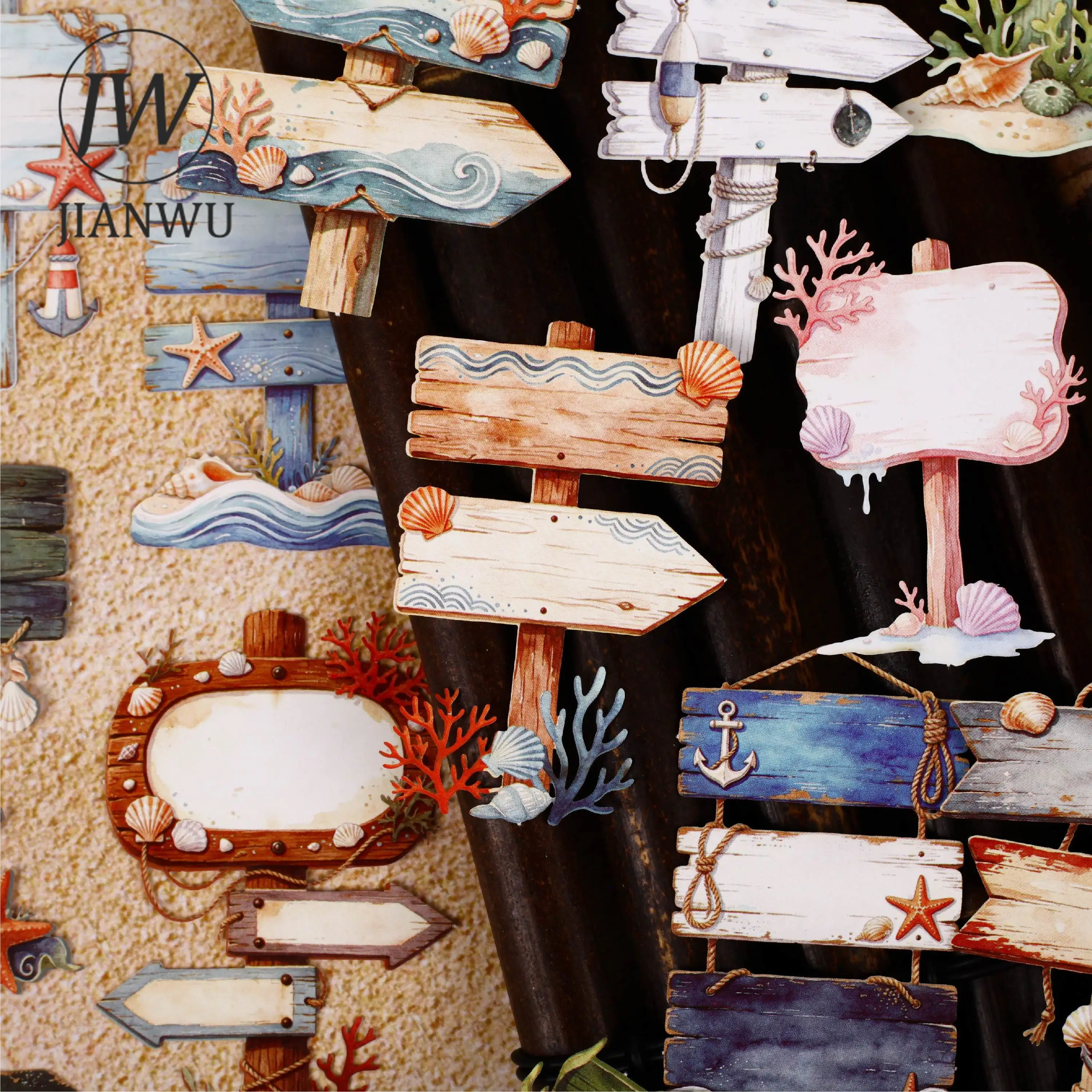 JIANWU Vintage Wooden Signboard Landscape Material Collage Scrapbooking Sticker Creative DIY Journal Stationery - view 4