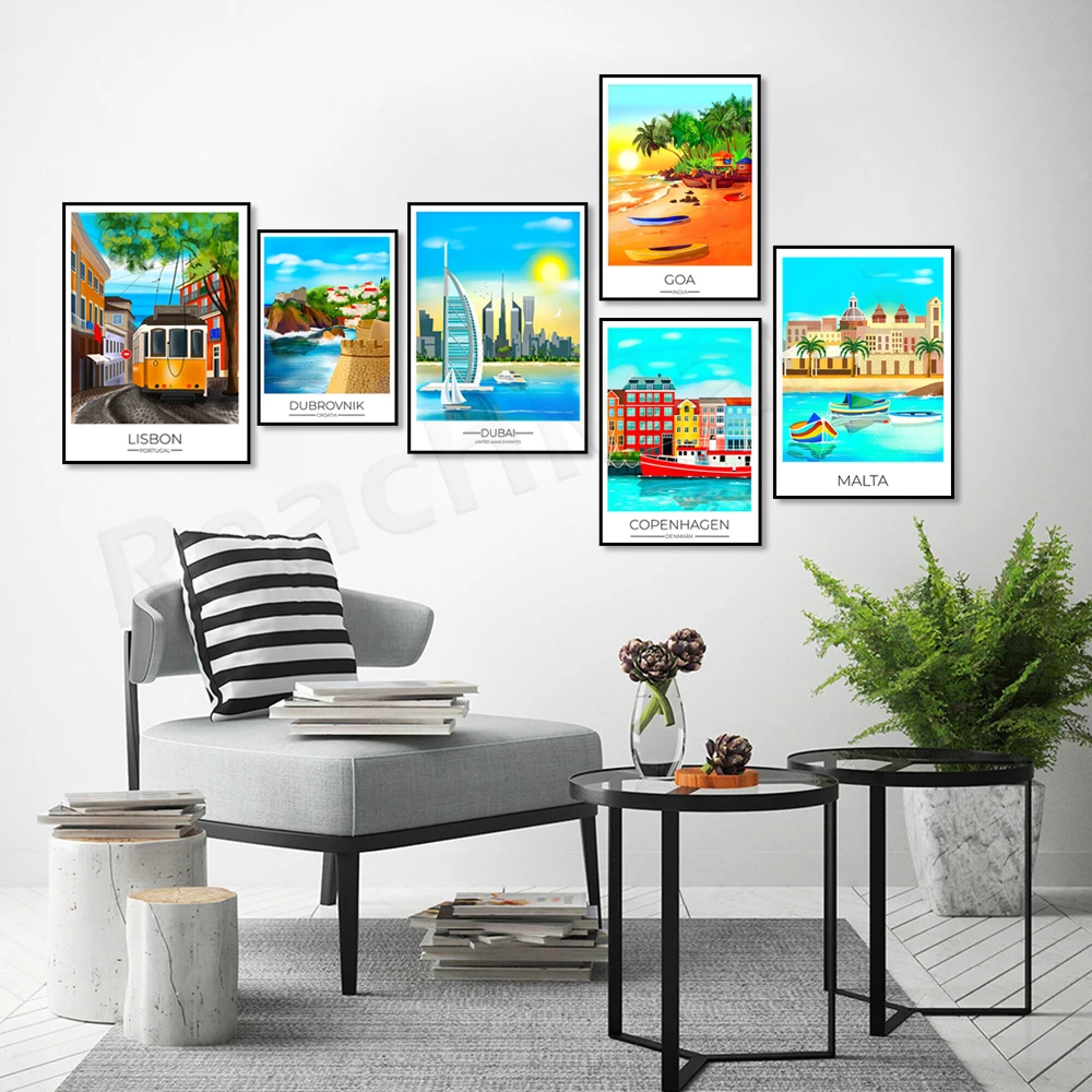 Bali, India, Switzerland, Dubai, Thailand, Italy, Caribbean, Copenhagen, Jamaica, Croatia, Malta, Lisbon, aesthetic travel poste