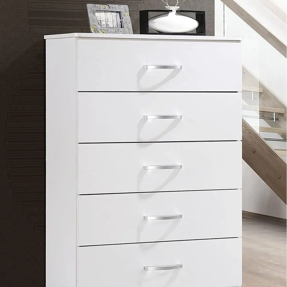 Cômoda de quarto DAFIFY com trilhos de metal, branca