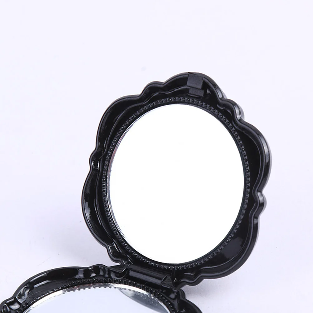 Portable Folding Mirror 3D Rose Cover Circular Double Sided Compact Travel Pocket Mirror High Definition Chic Gloss