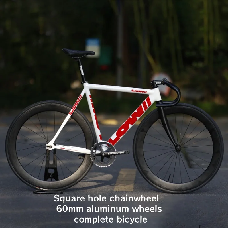 Lackbeschichtetes Lowii Fixed-Gear-Fahrrad mit Aluminiumlegierungsrahmen, Single-Speed-Fixie-Fahrrad, 30mm 40mm 60mm Felgenrad ohne Bremsen