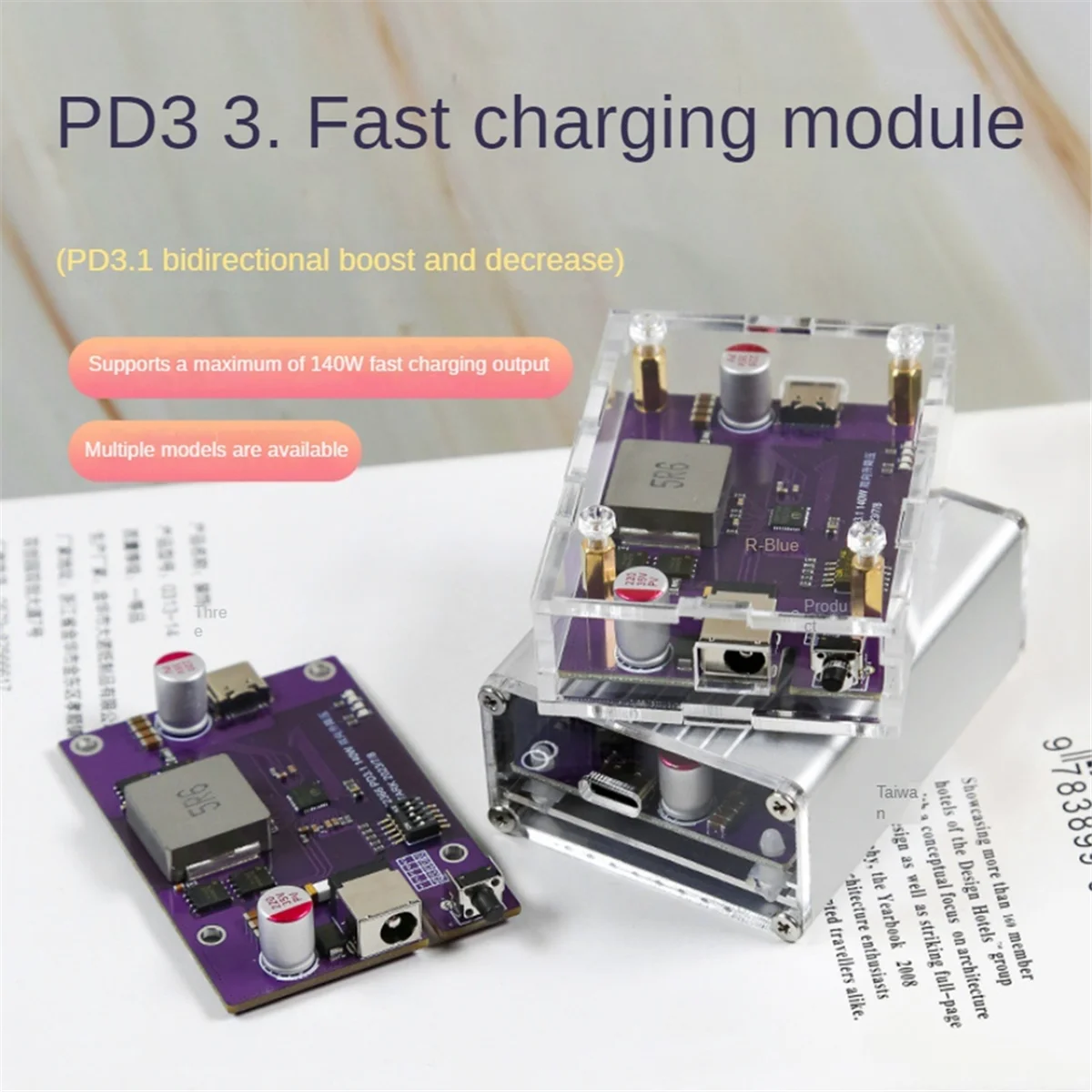 PD3.1แบตสำรอง140W โมดูล DIY 2S/3S/4S/5S/6S สลับได้ IP2366โมดูลชาร์จแบตเตอรี่ Li-ion แบบสองทิศทาง C2