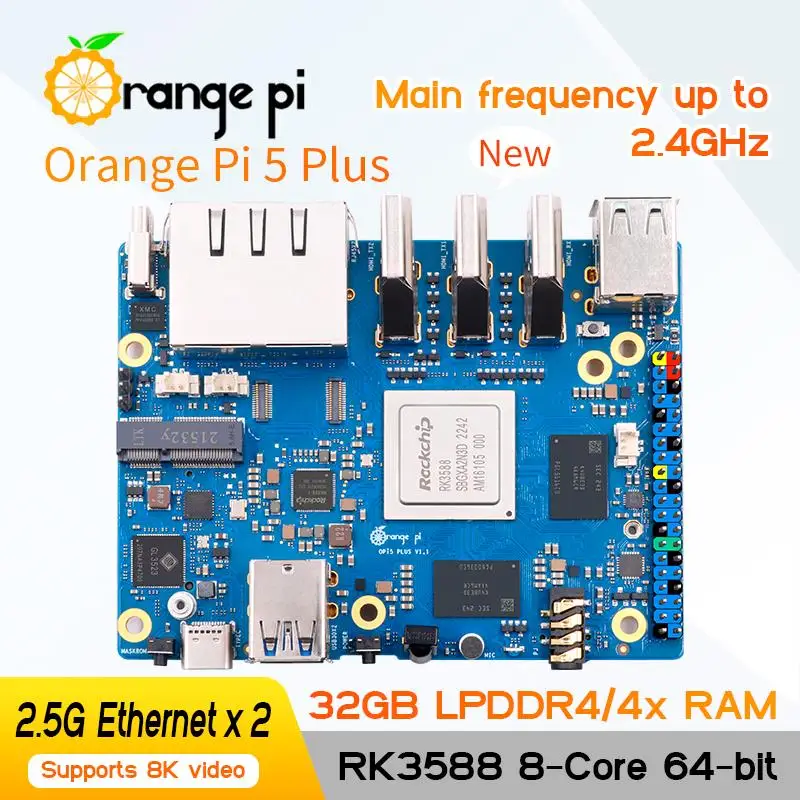 To Orange Pi 5 Plus 32GB RAM DDR4 Rockchip RK3588 Mini PC Development Board M2 Slot NVME PCIE Orange Pi5 Plus Single Board