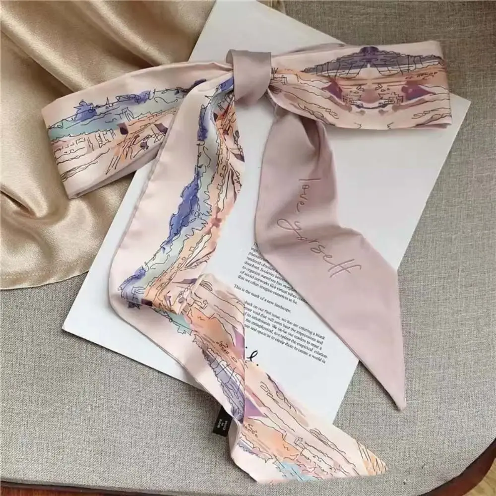 Retro Floral Headband Oil Painting Chinese Style Headscarves Ribbon Hair Ribbon Scarf