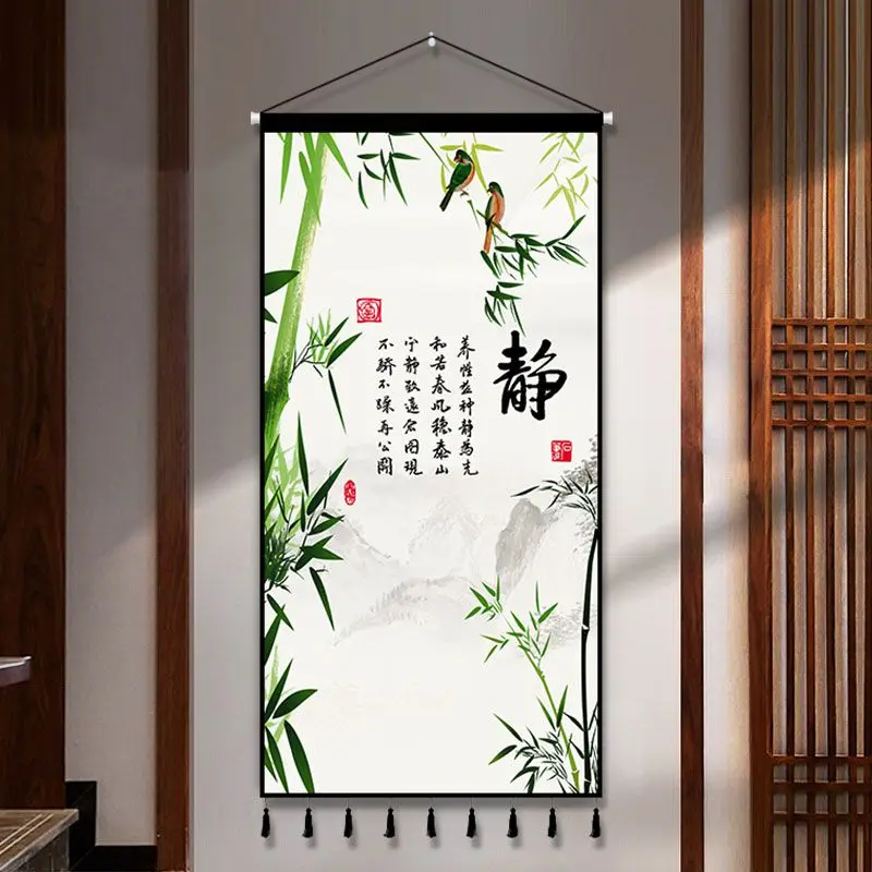 Chinese Style Bamboo Scroll Wall Paintings Home Office Decoration Wall Art Hanging Tapestry Room Decor Aesthetic Poster