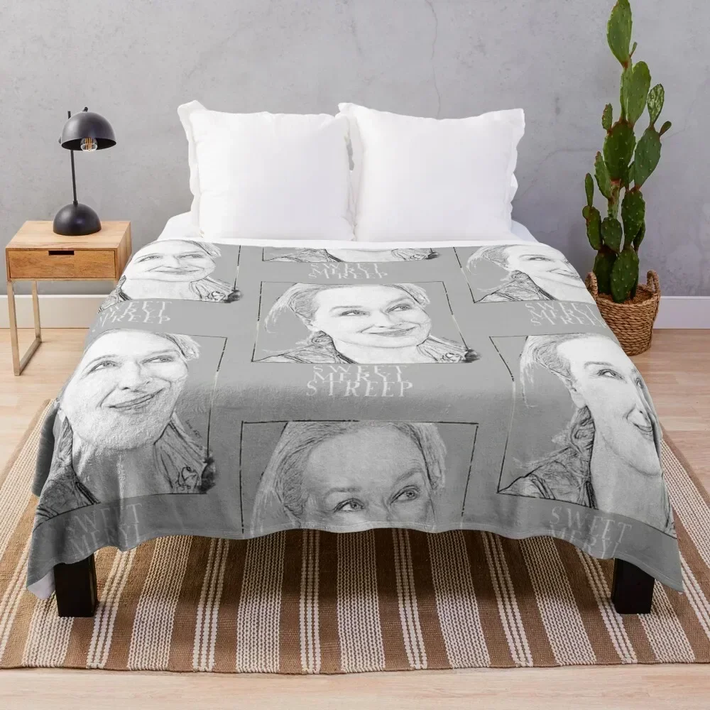 

Sweet Meryl Streep framed, popart black and white - digital handmade by Iona Art Digital Throw Blanket