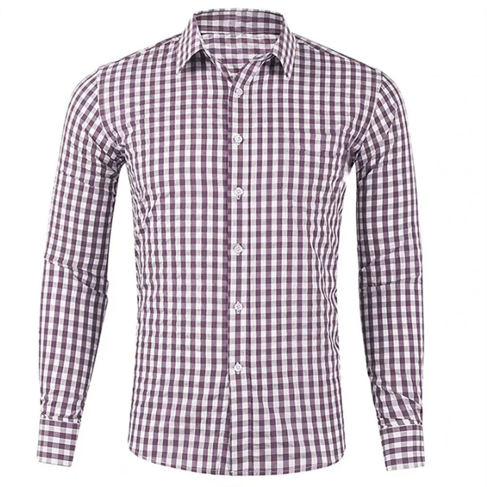 Men's shirt button-up shirt red blue long sleeve plaid/check lapel street resort printed clothing fashion casual Hawaii 6XL