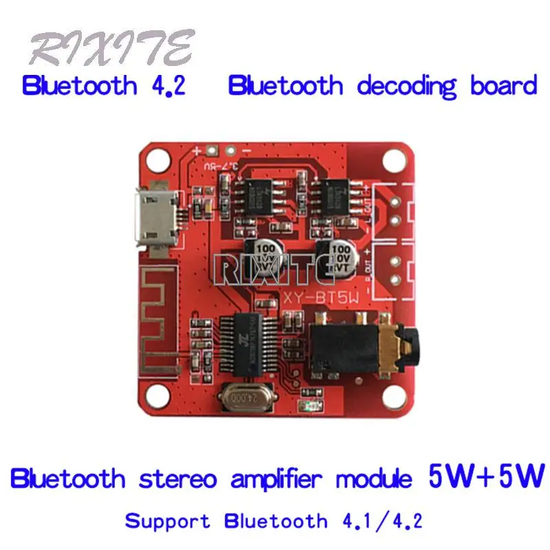 XY-BT5W DC 3,7 ~ 5V Bluetooth 5,0 аудиоприемник 5w + 5w Плата стереоусилителя мощности