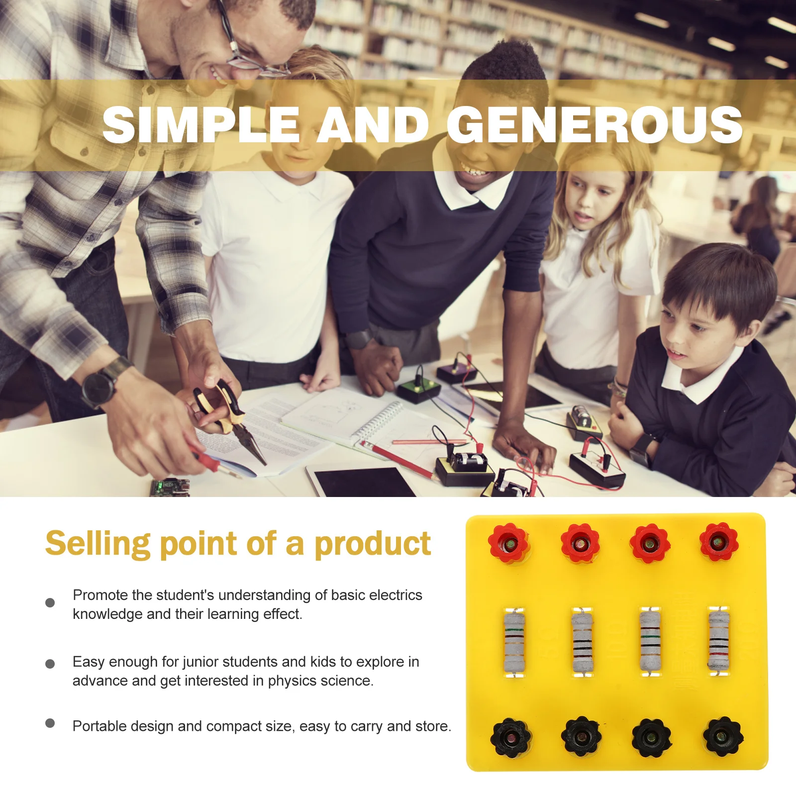 

2pcs Resistor Coil Physics Teaching Equipment School Science Experiments Portable Fixed Value Resistor Lab Learning Tool For