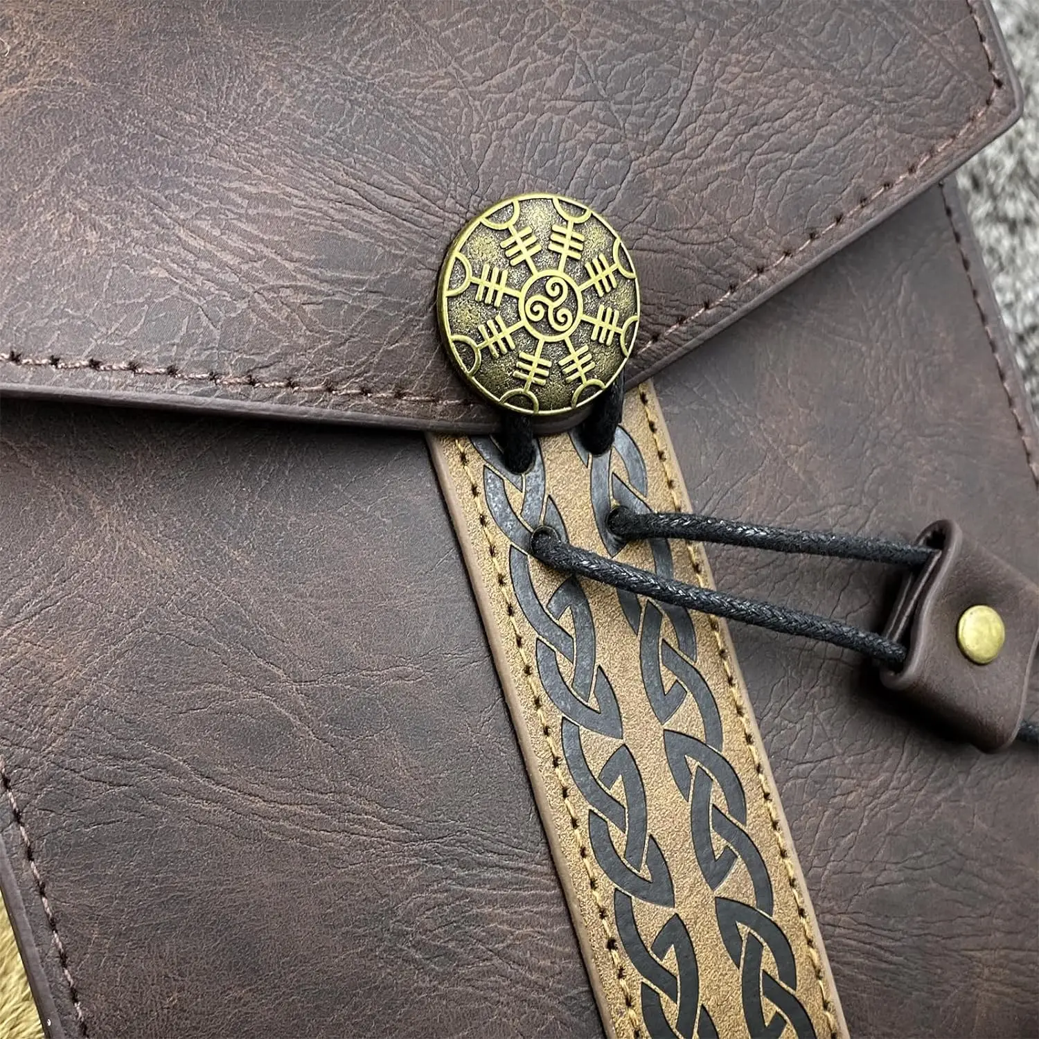 Medieval Faux Leather Belt Bag, Brown Portable Side Pack Pouch Waist Bag