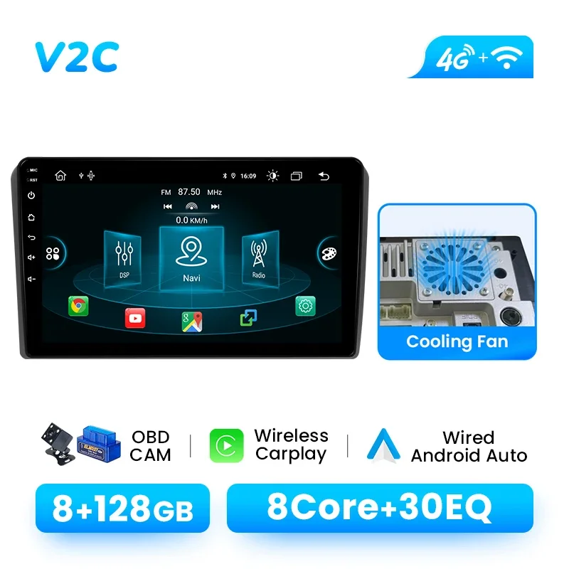 Draadloze CarPlay Android 14 autoradio voor Audi A3 8P 2003-2013 1280*720 IPS 8-core 8+128GB Multimedia GPS 4G Wifi DSP RDS