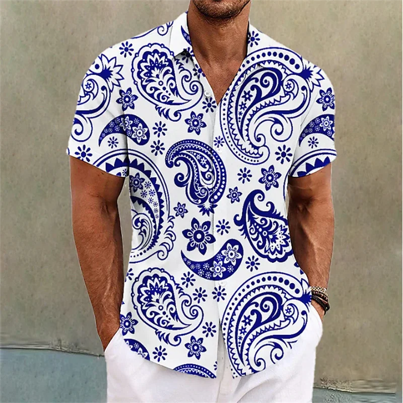 

2023 Men's Tops Luxury Social Short Sleeve Shirt Lapel Button Down Shirt Casual Printed Men's Club Prom Cardigan Tops