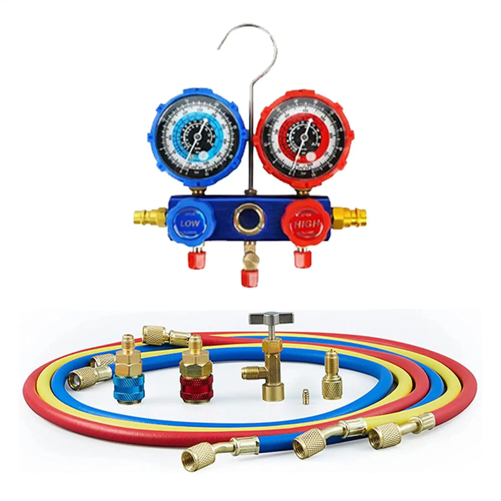 

Комплект манометров хладагента, автомобильный манометр хладагента, кондиционер, набор инструментов для заправки фтора для дома, гаража, грузовика