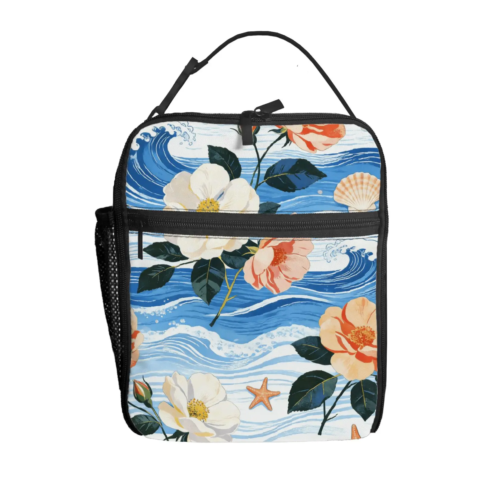 

1pc Seaside Floral Print Lunch Bag Handbag High-Quality Cute Casual Party Picnic School Gift for Daily Use